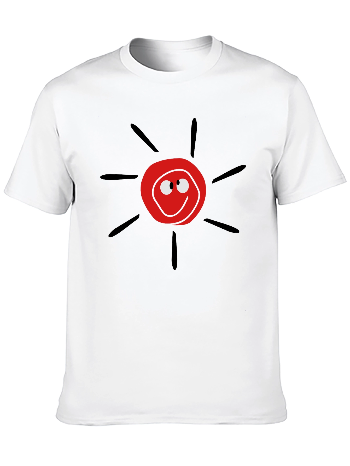 Cartoon Sun Graphic Tee - Black Casual T-Shirt