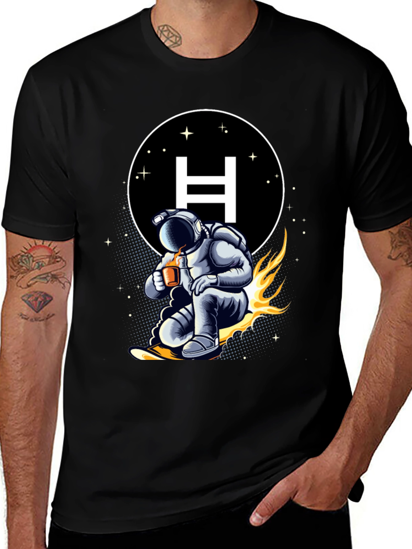 Astronaut Coffee Surf T-Shirt - Space Adventure Tee