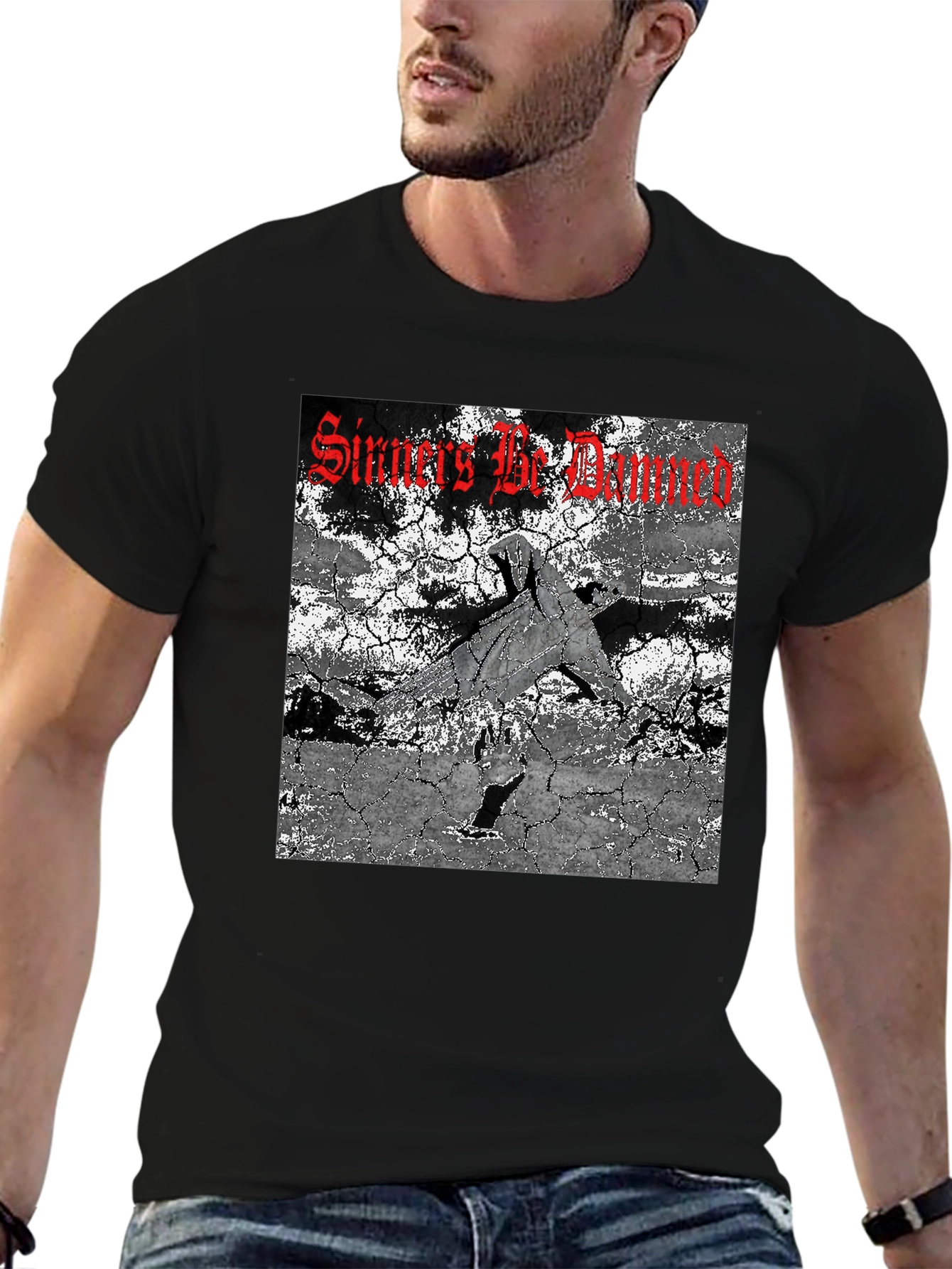 Sinners Be Damned Graphic Tee - Black