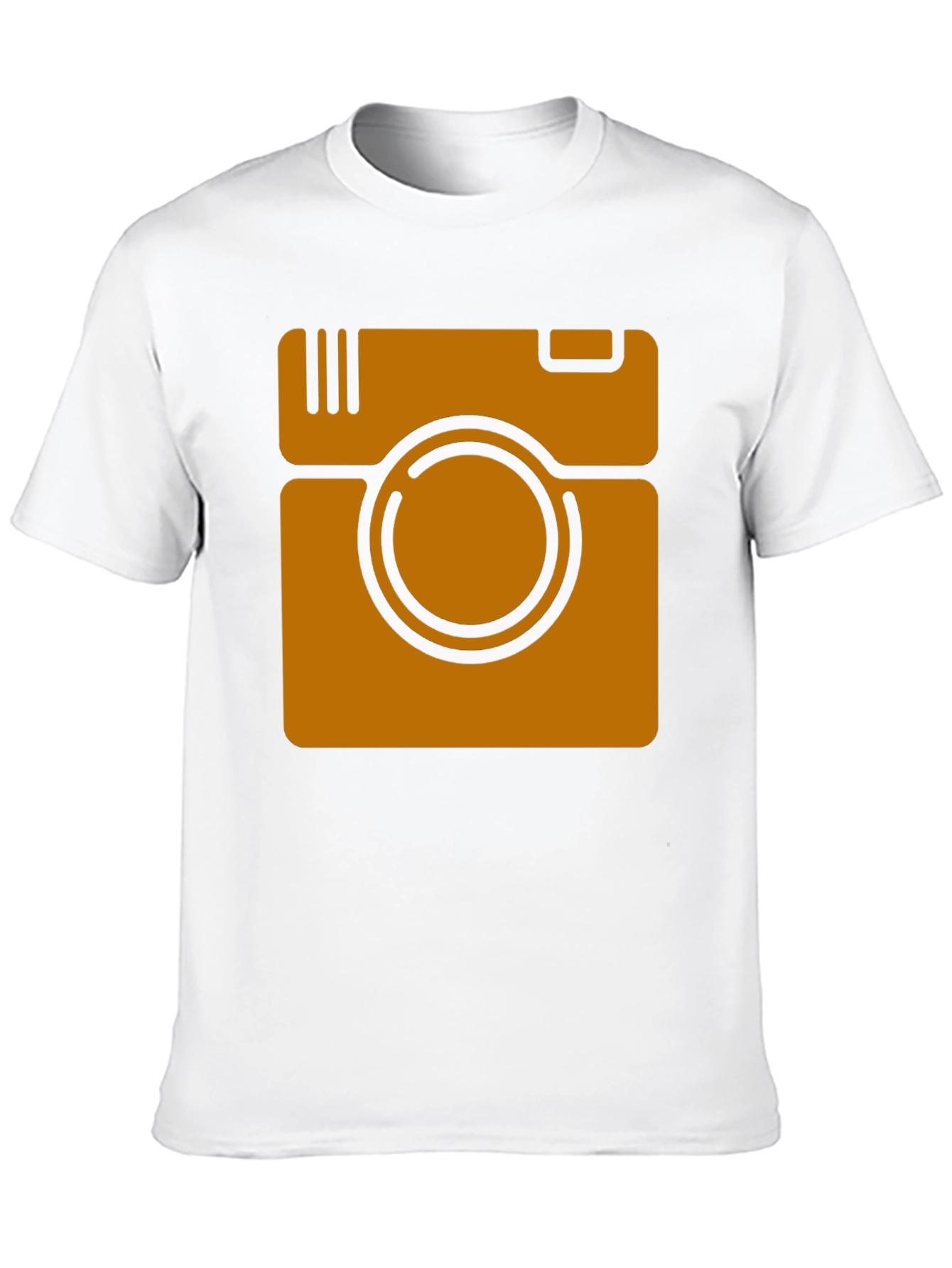 Retro Camera Graphic Tee - Black Cotton Casual Shirt