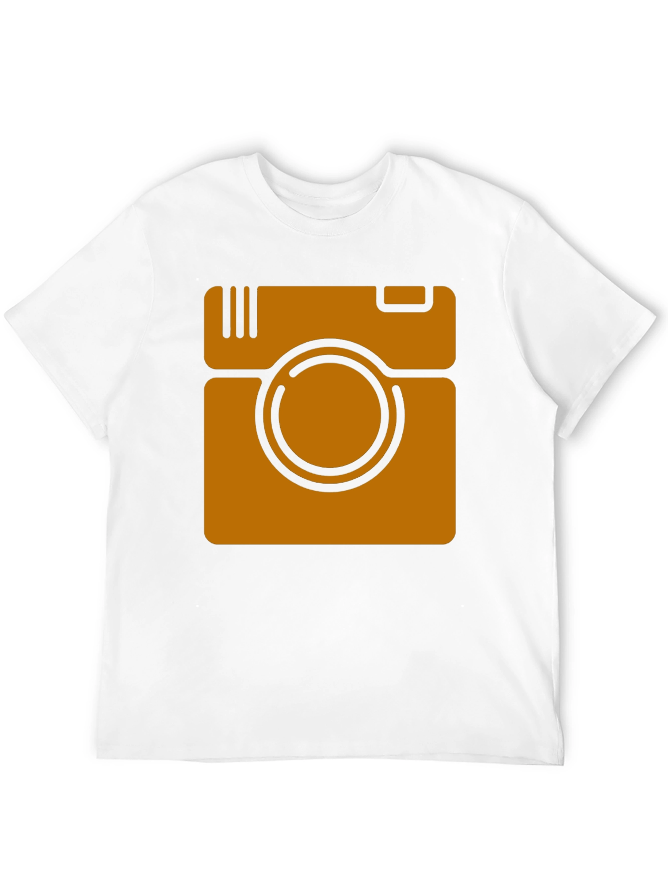 Retro Camera Graphic Tee - Black Cotton Casual Shirt