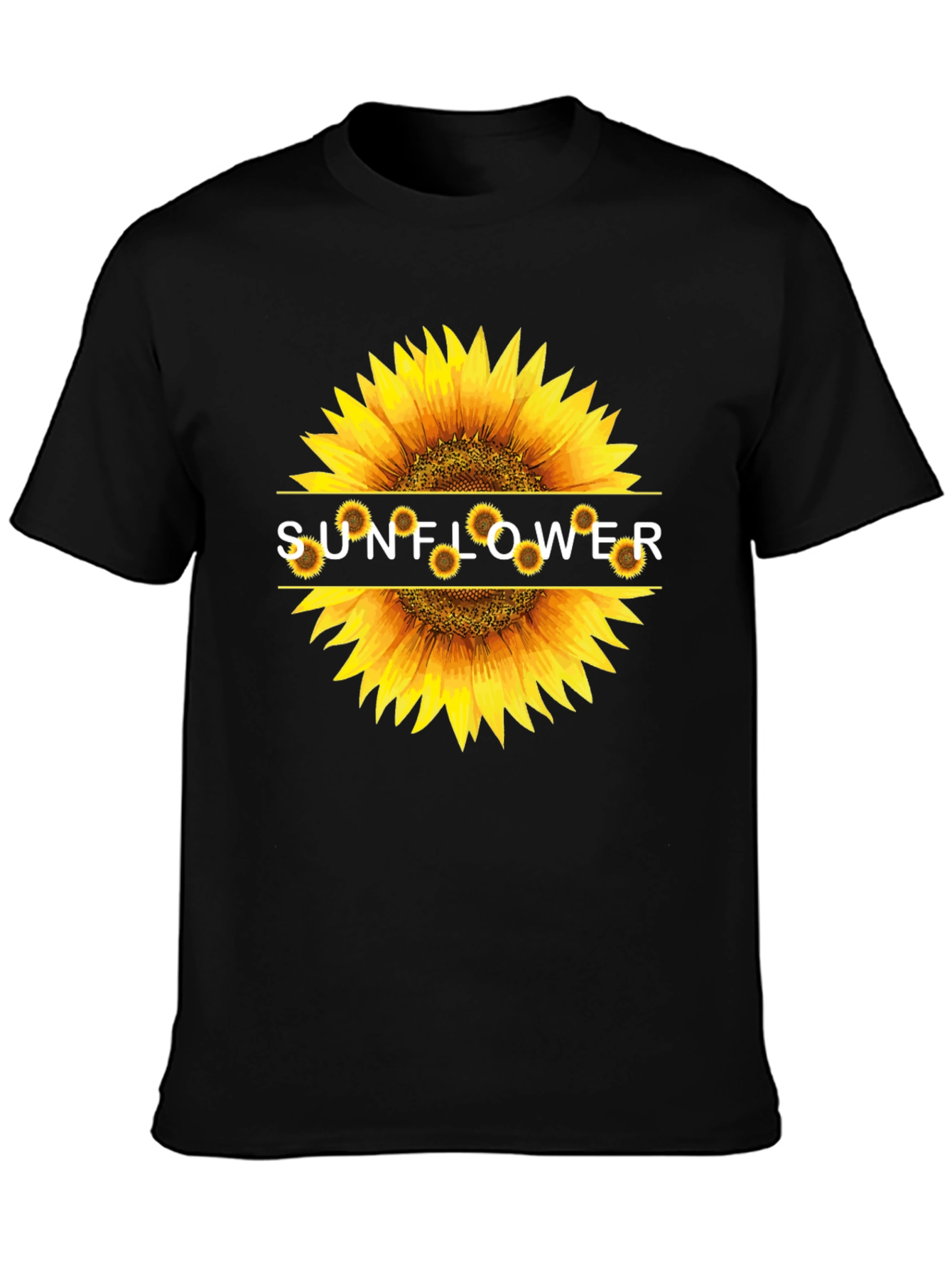 Sunflower Graphic Print Black T-Shirt