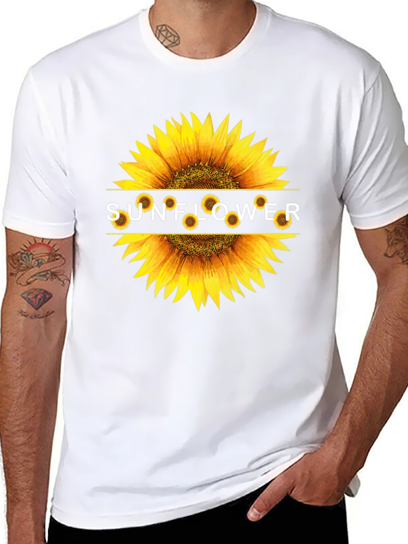 Sunflower Graphic Print Black T-Shirt