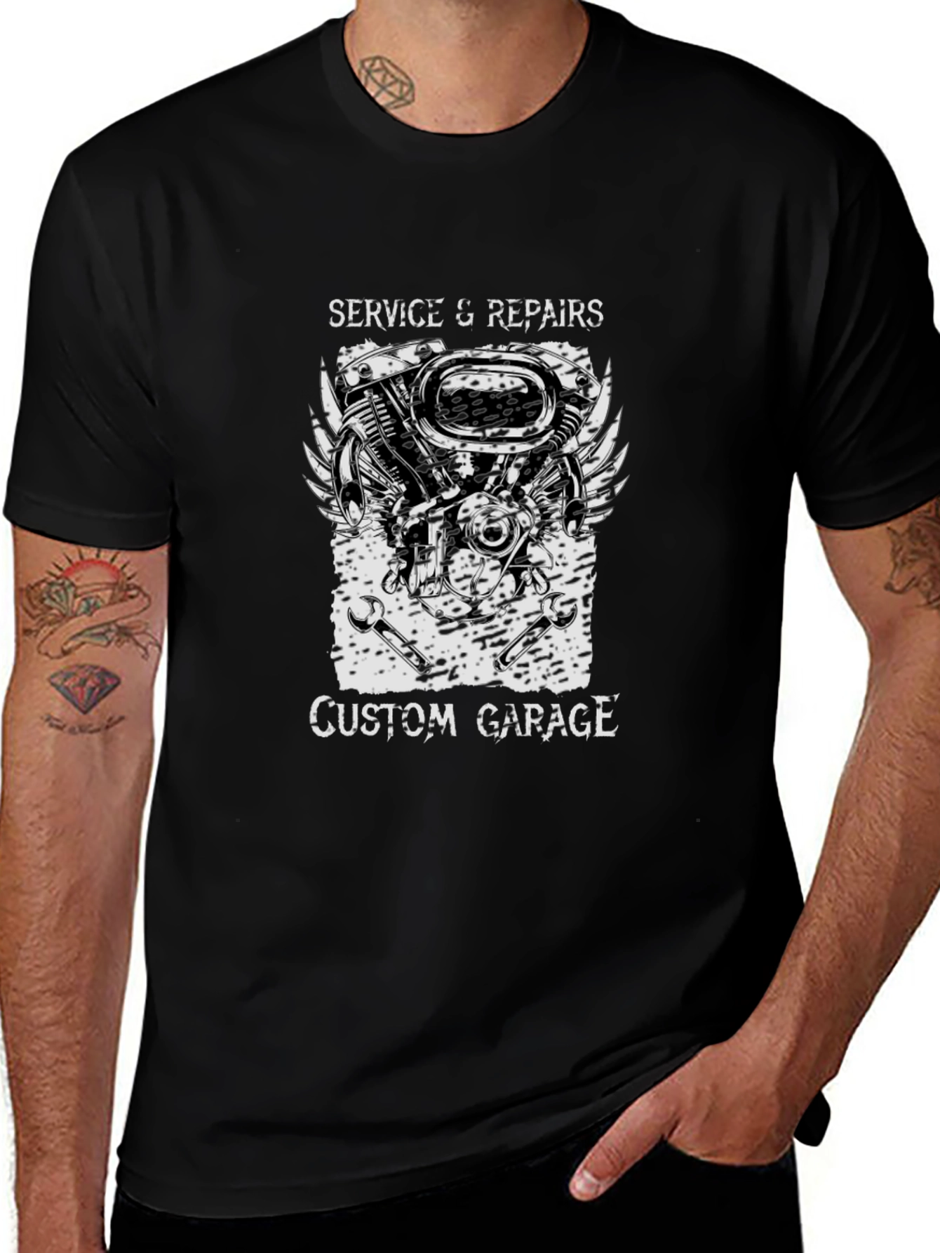 Custom Garage Service & Repair Black T-Shirt