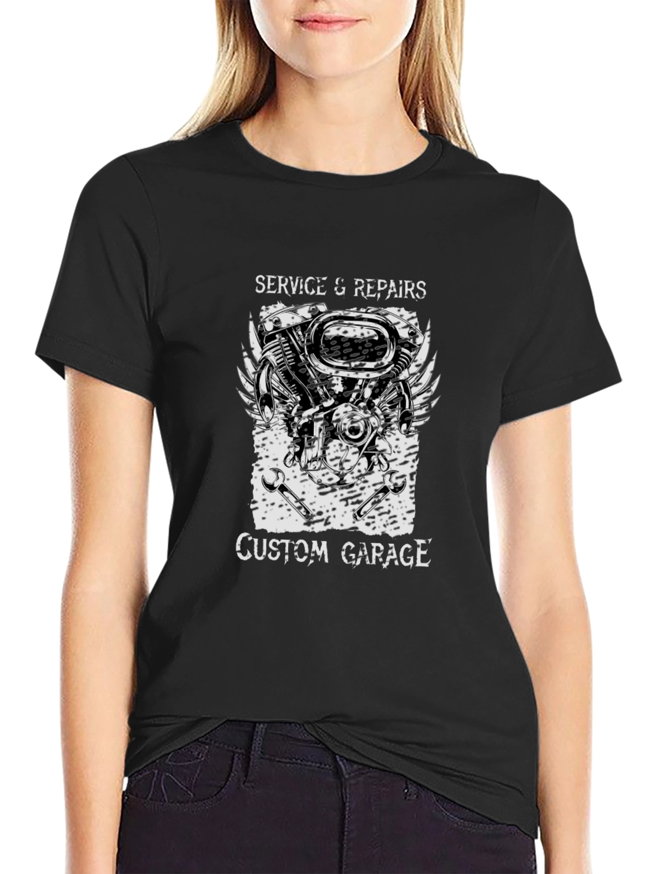 Custom Garage Service & Repair Black T-Shirt