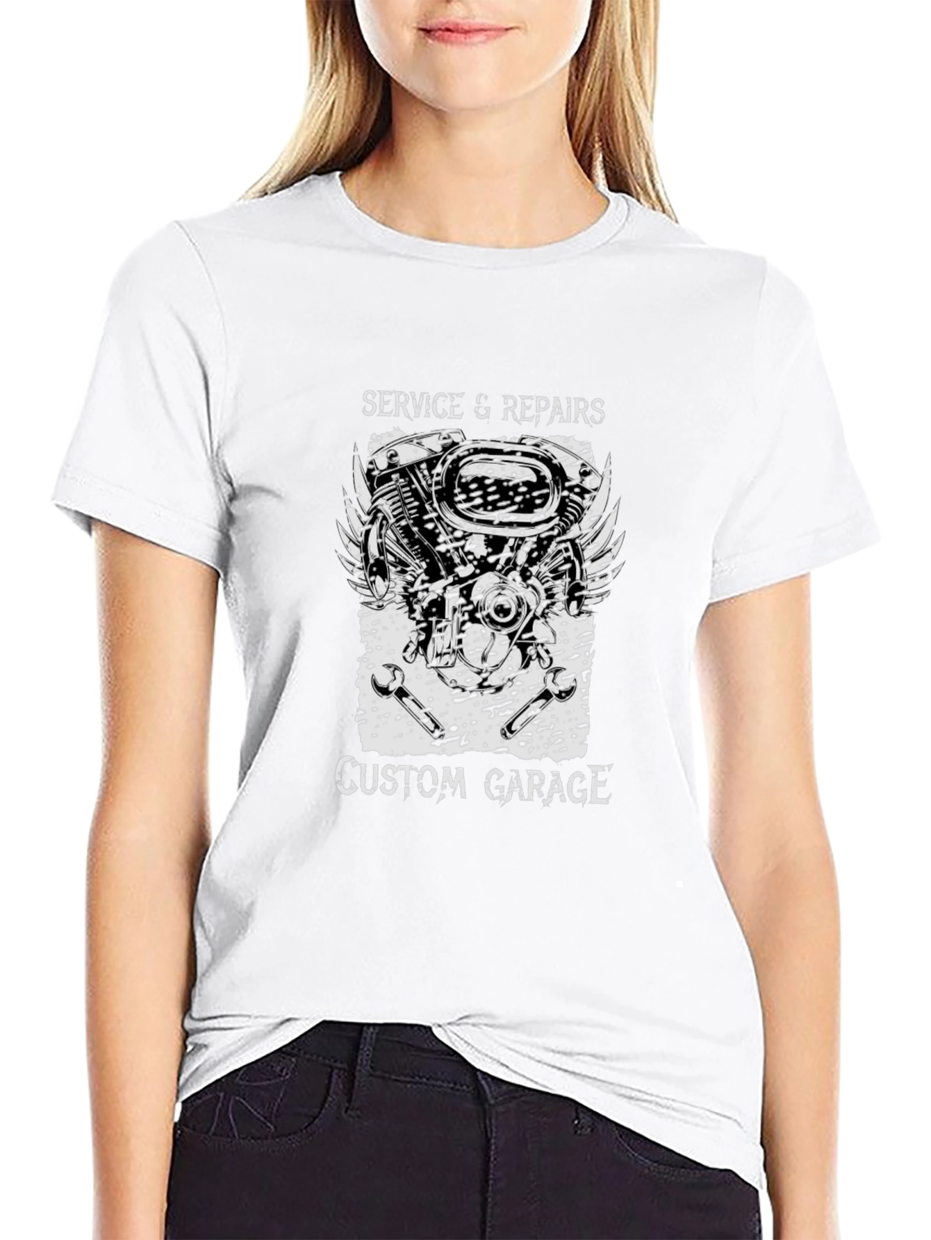 Custom Garage Service & Repair Black T-Shirt