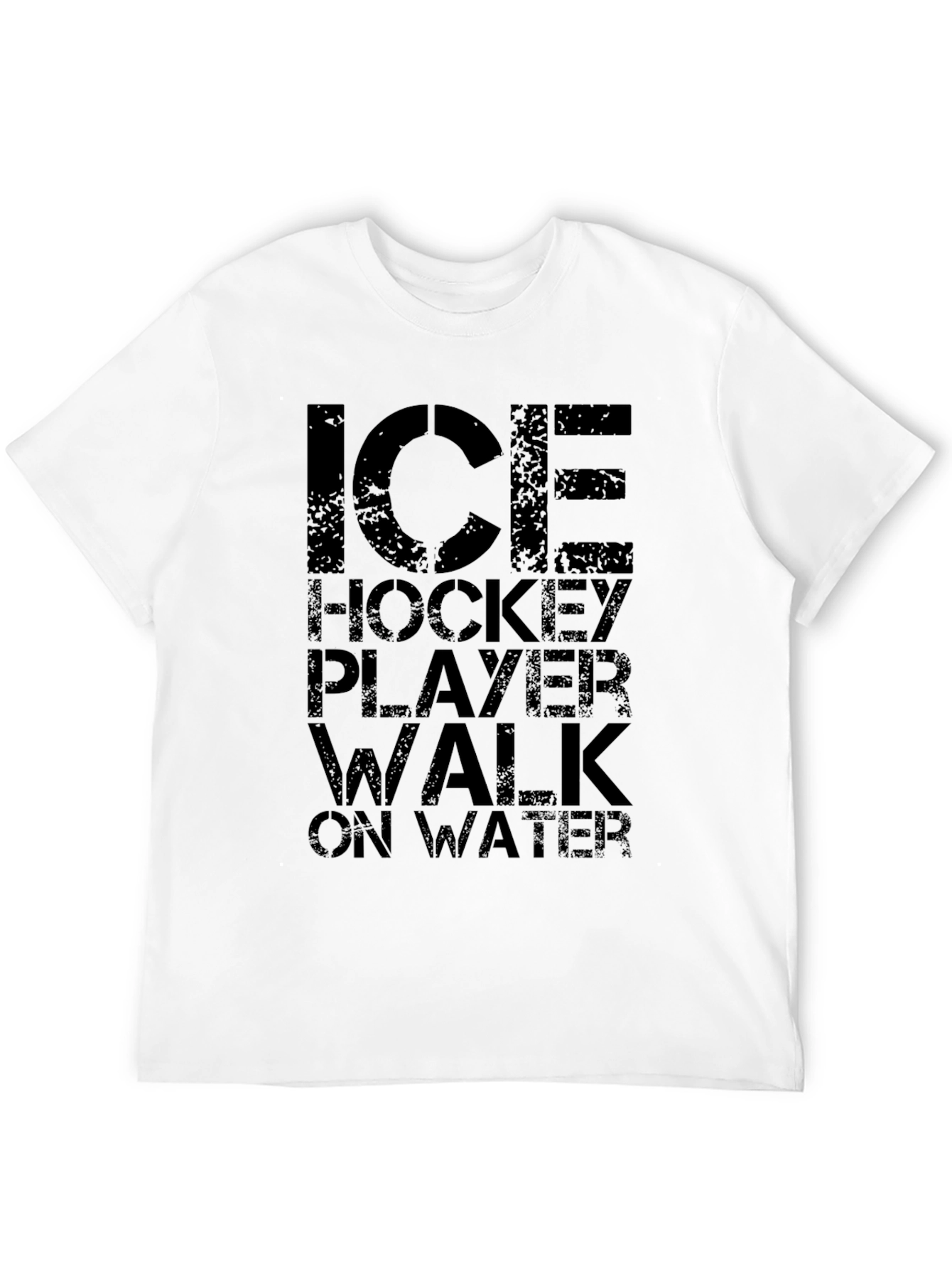 Ice Hockey Player Walk on Water Black T-Shirt