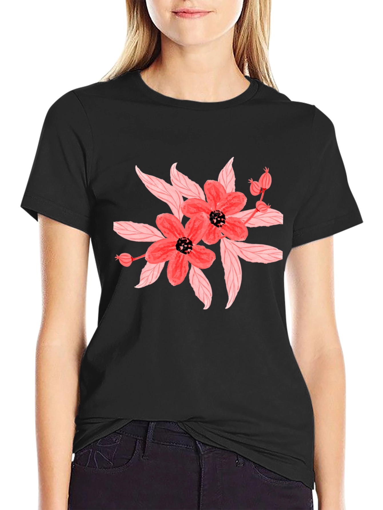 Floral Black T-Shirt