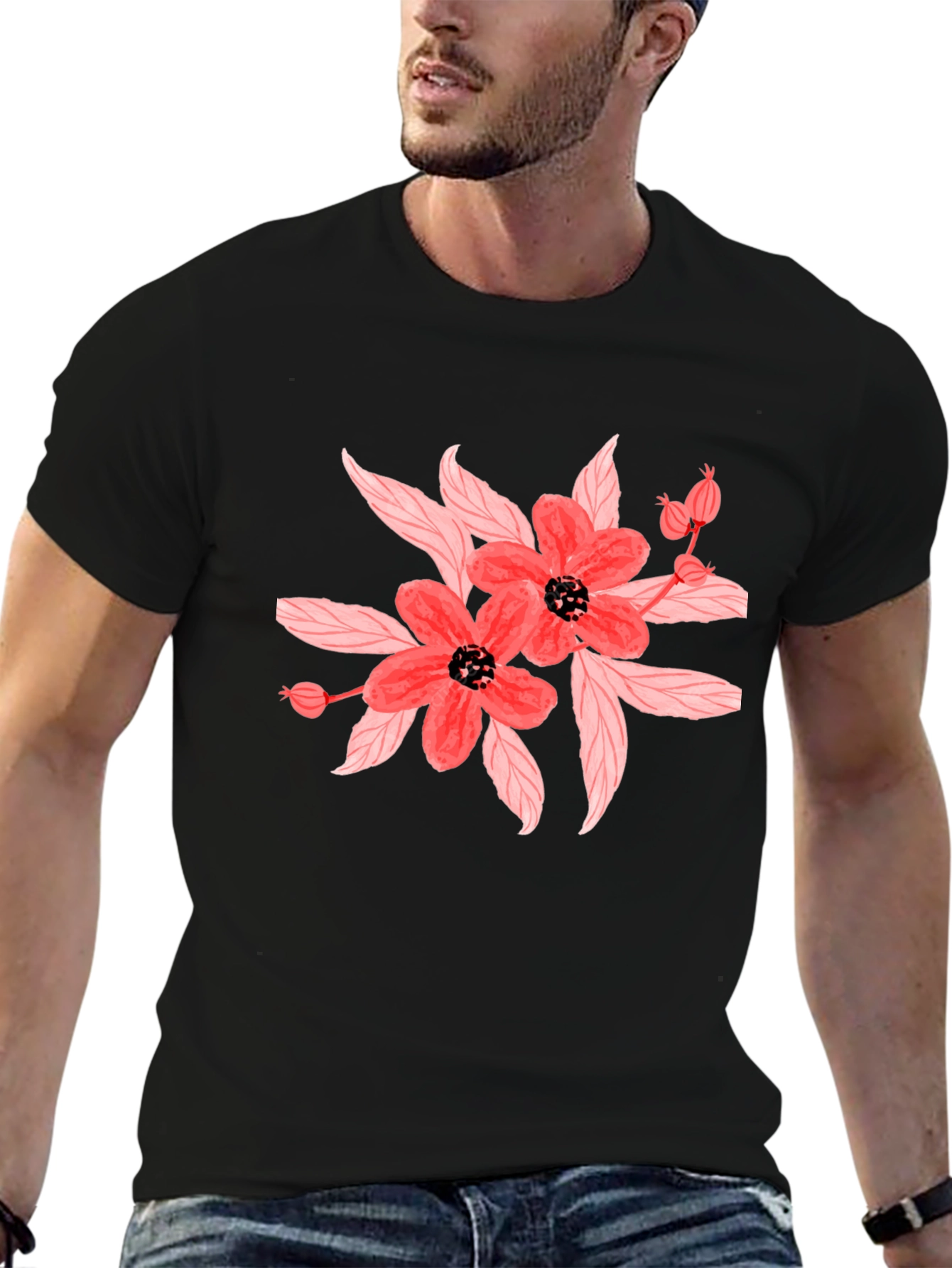 Floral Black T-Shirt