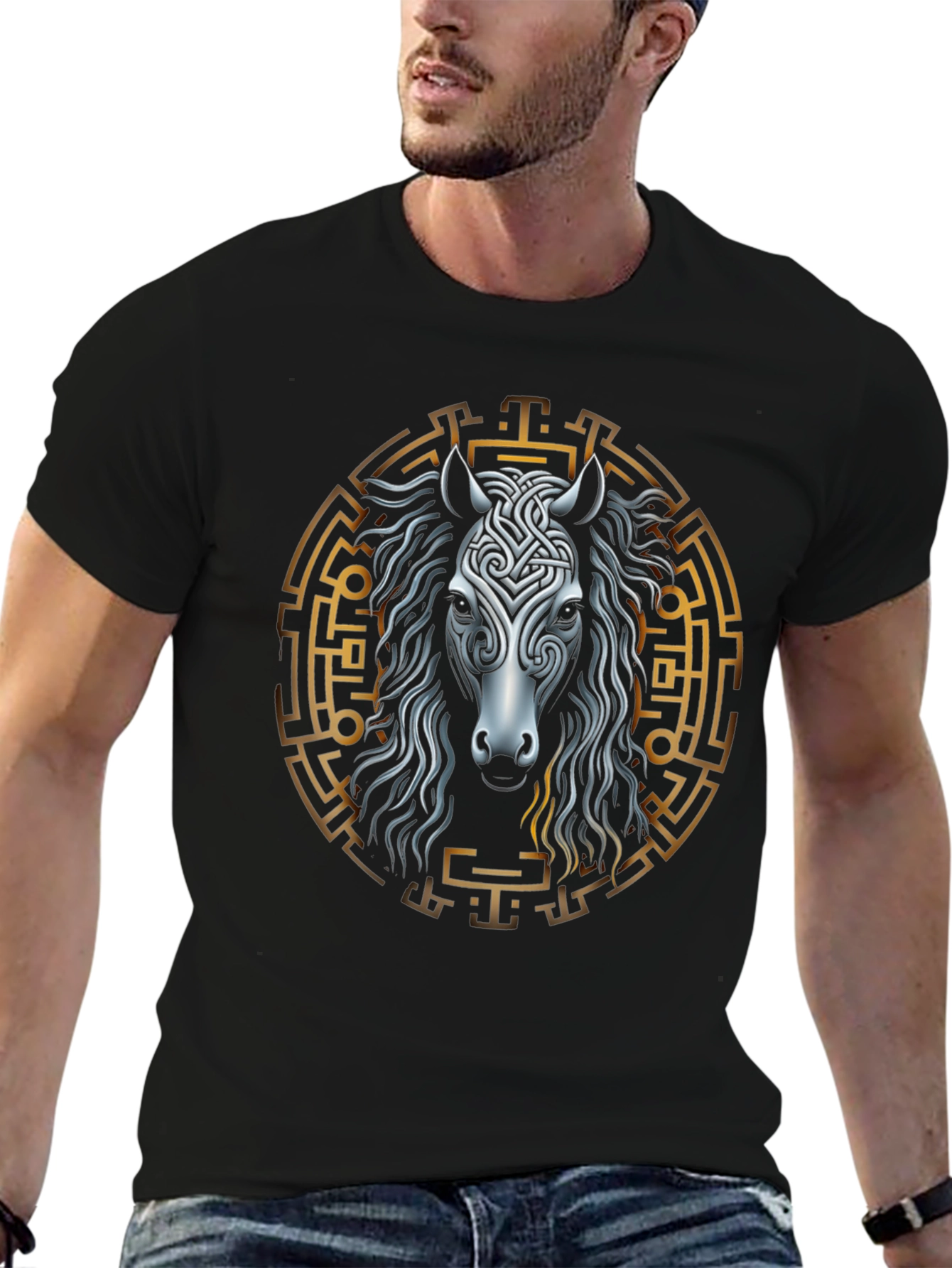 Celtic Horse Graphic Tee - Black