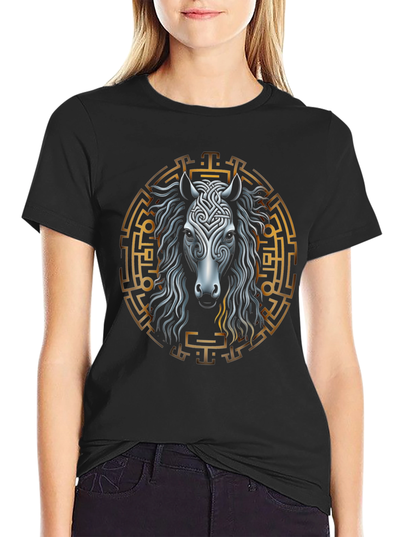 Celtic Horse Graphic Tee - Black