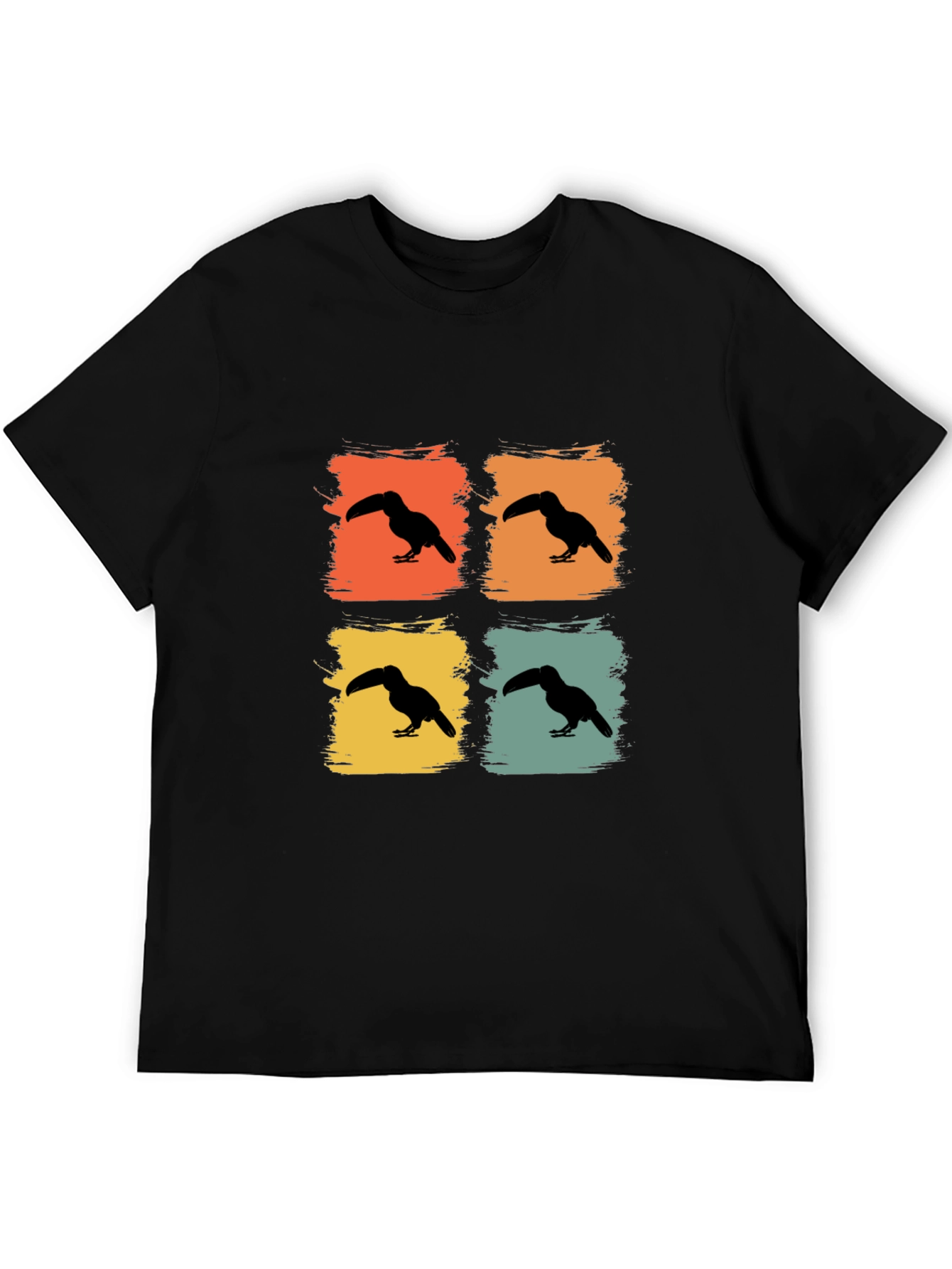 Retro Toucan Square Black T-Shirt