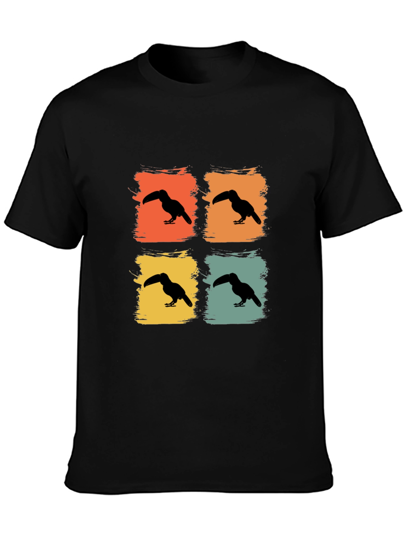 Retro Toucan Square Black T-Shirt