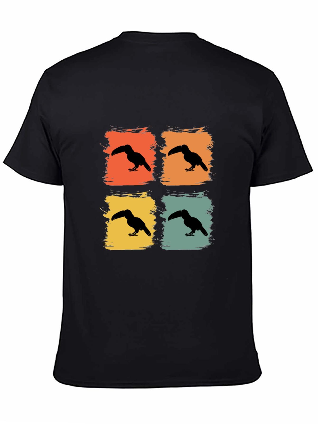 Retro Toucan Square Black T-Shirt