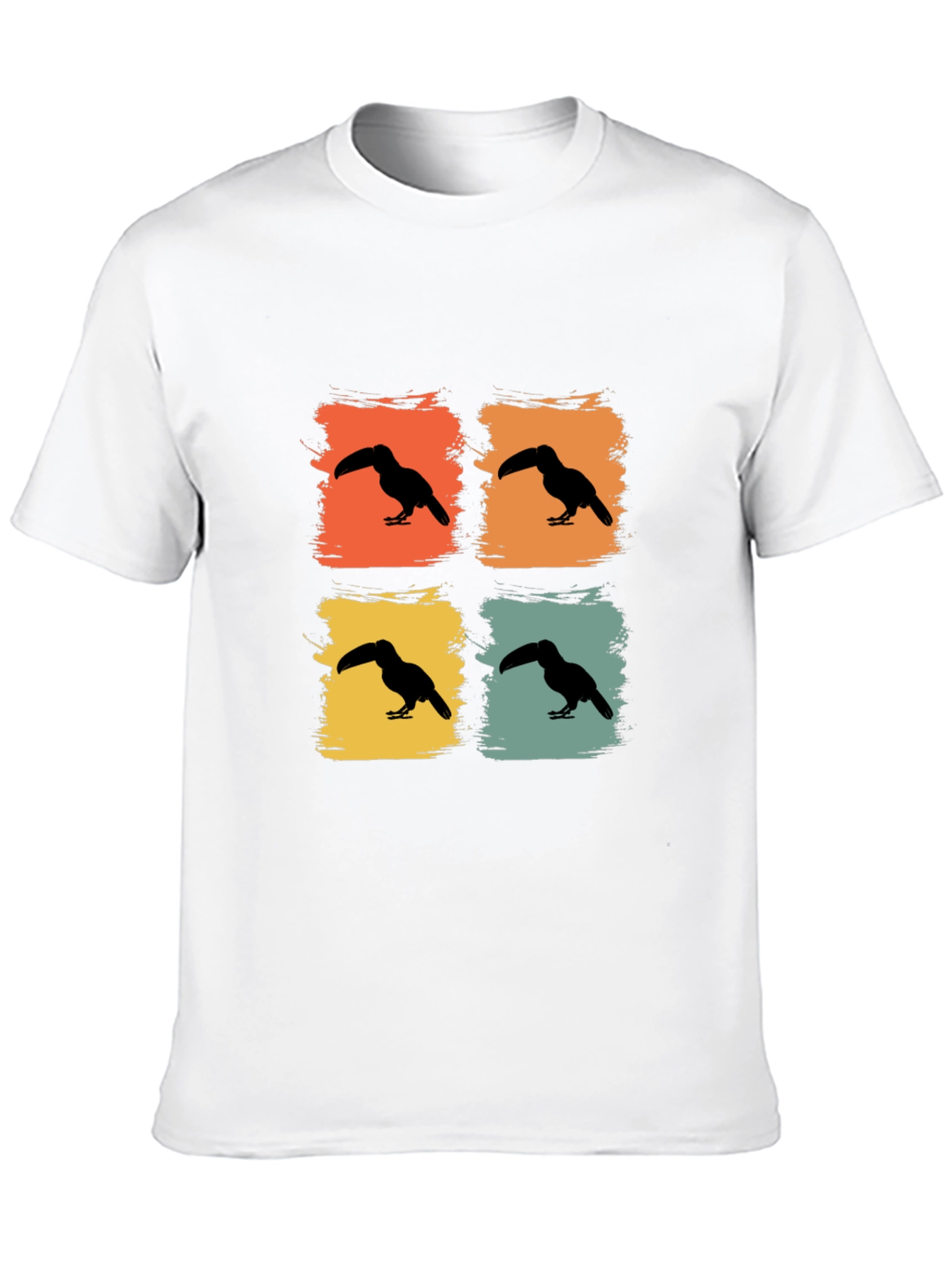 Retro Toucan Square Black T-Shirt