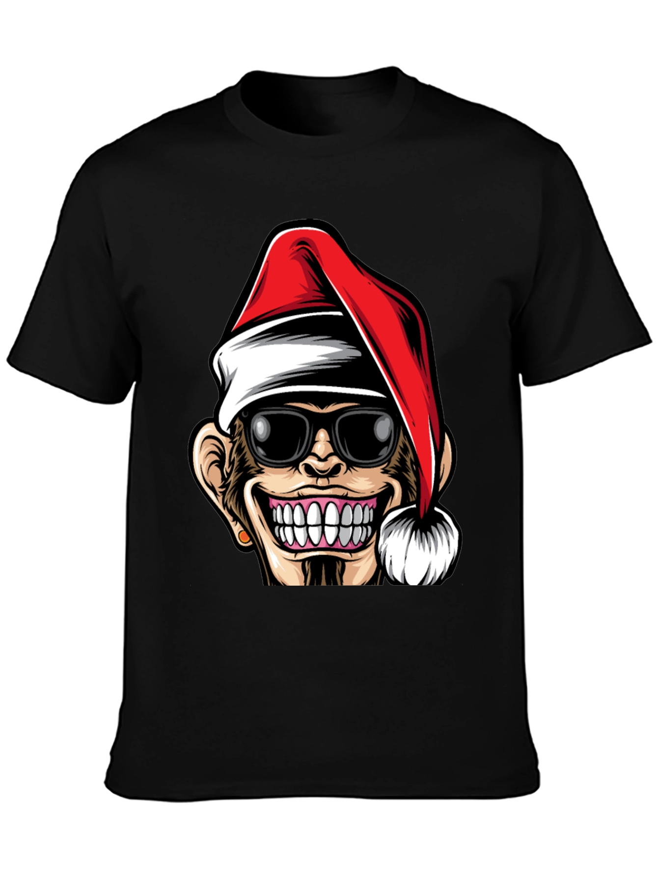 Funny Monkey Santa Hat T-Shirt