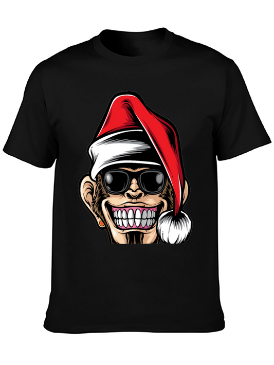 Funny Monkey Santa Hat T-Shirt