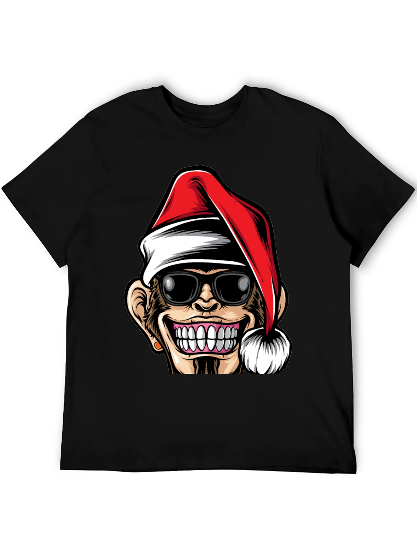 Funny Monkey Santa Hat T-Shirt