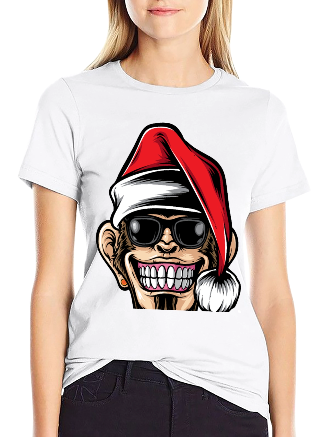 Funny Monkey Santa Hat T-Shirt