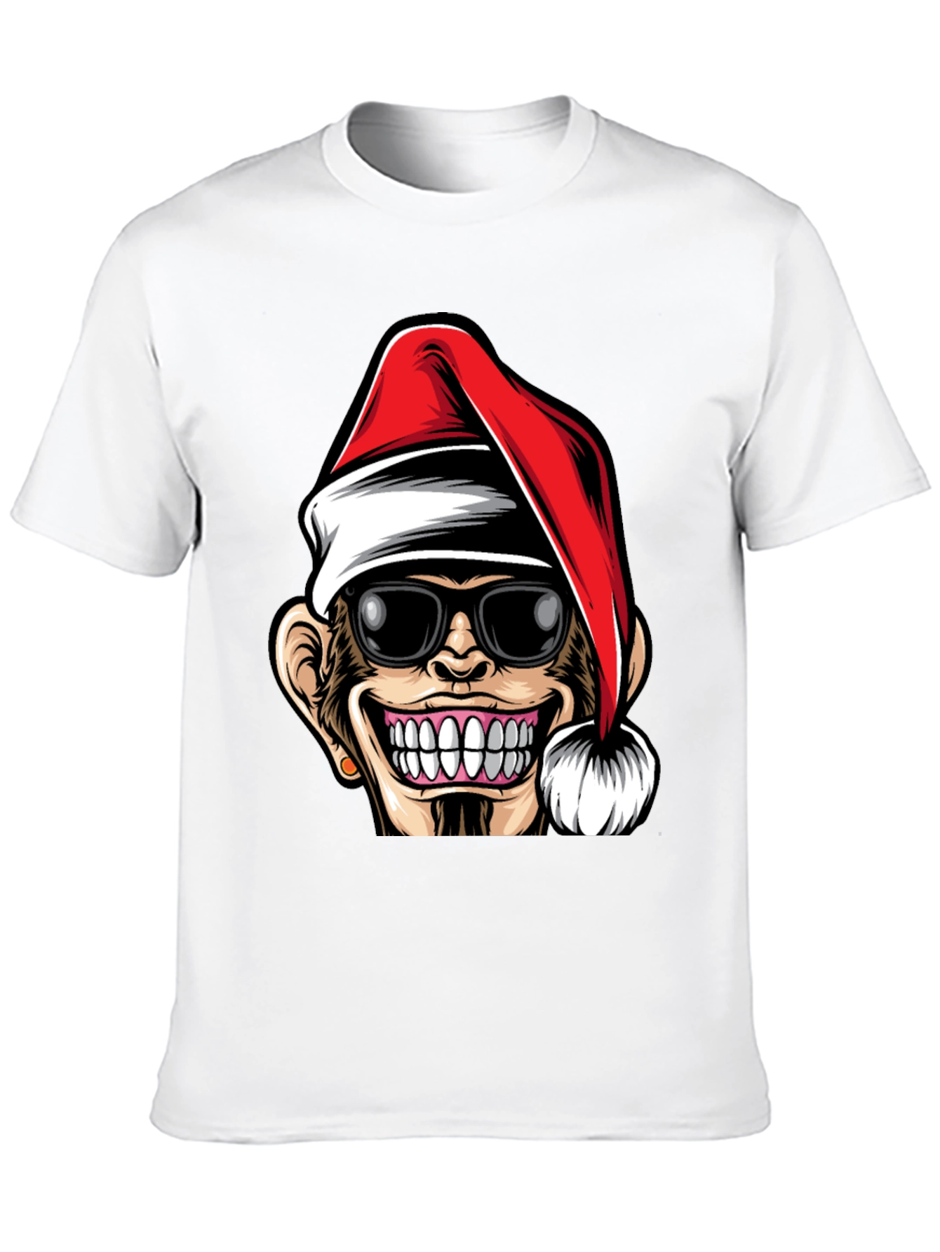 Funny Monkey Santa Hat T-Shirt