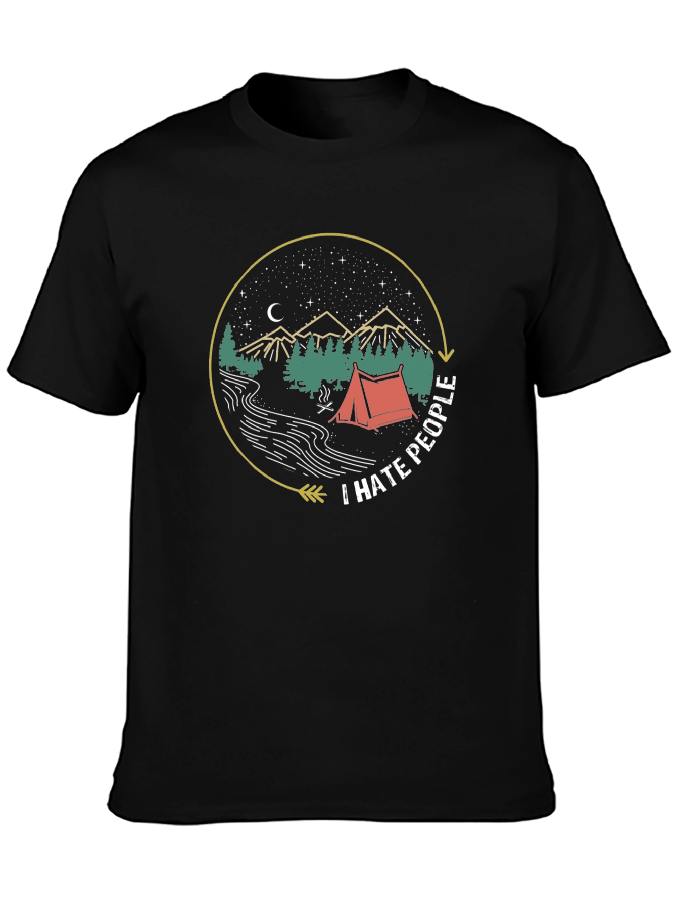 I Hate People Camping T-Shirt - Black