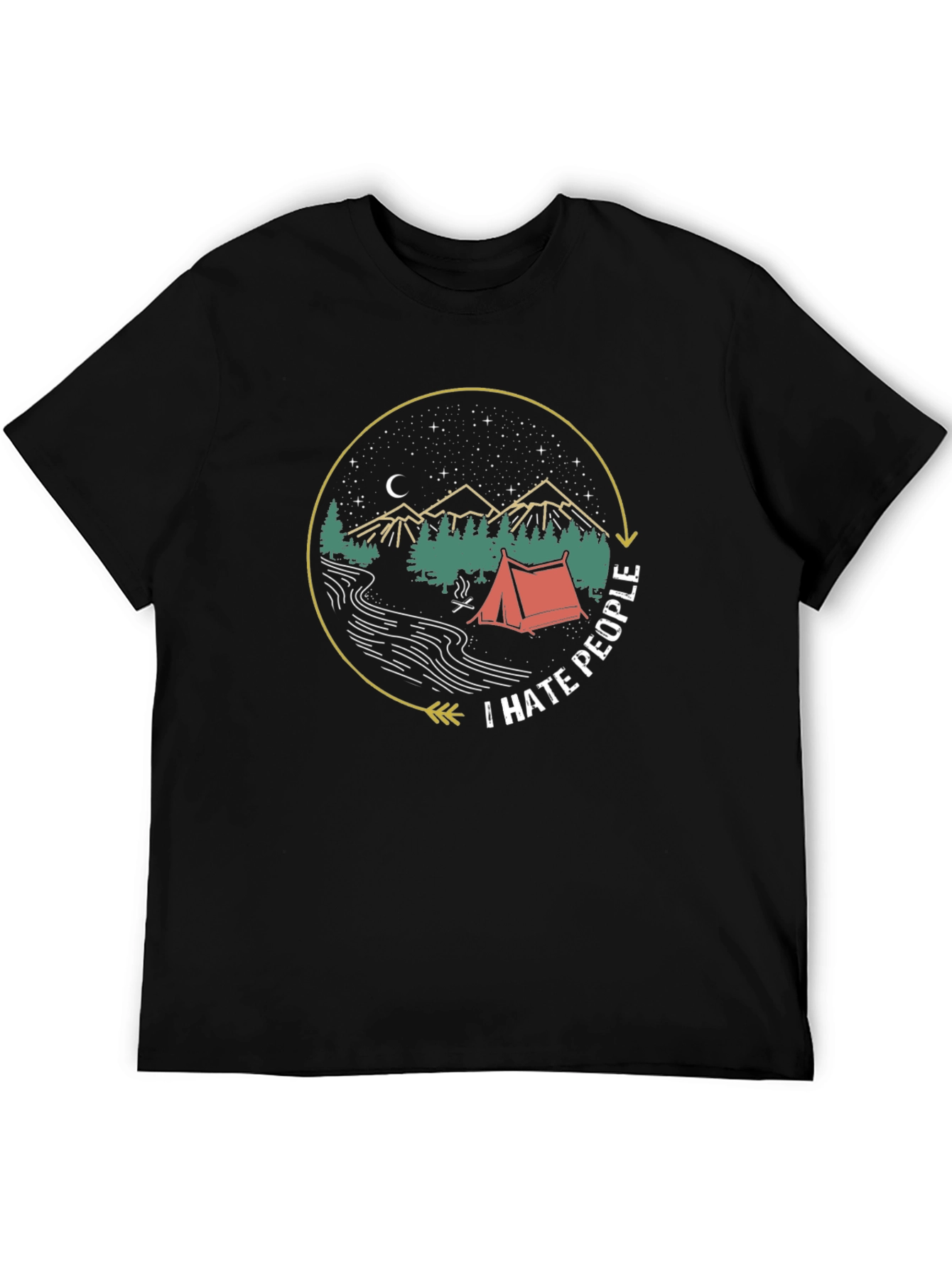 I Hate People Camping T-Shirt - Black