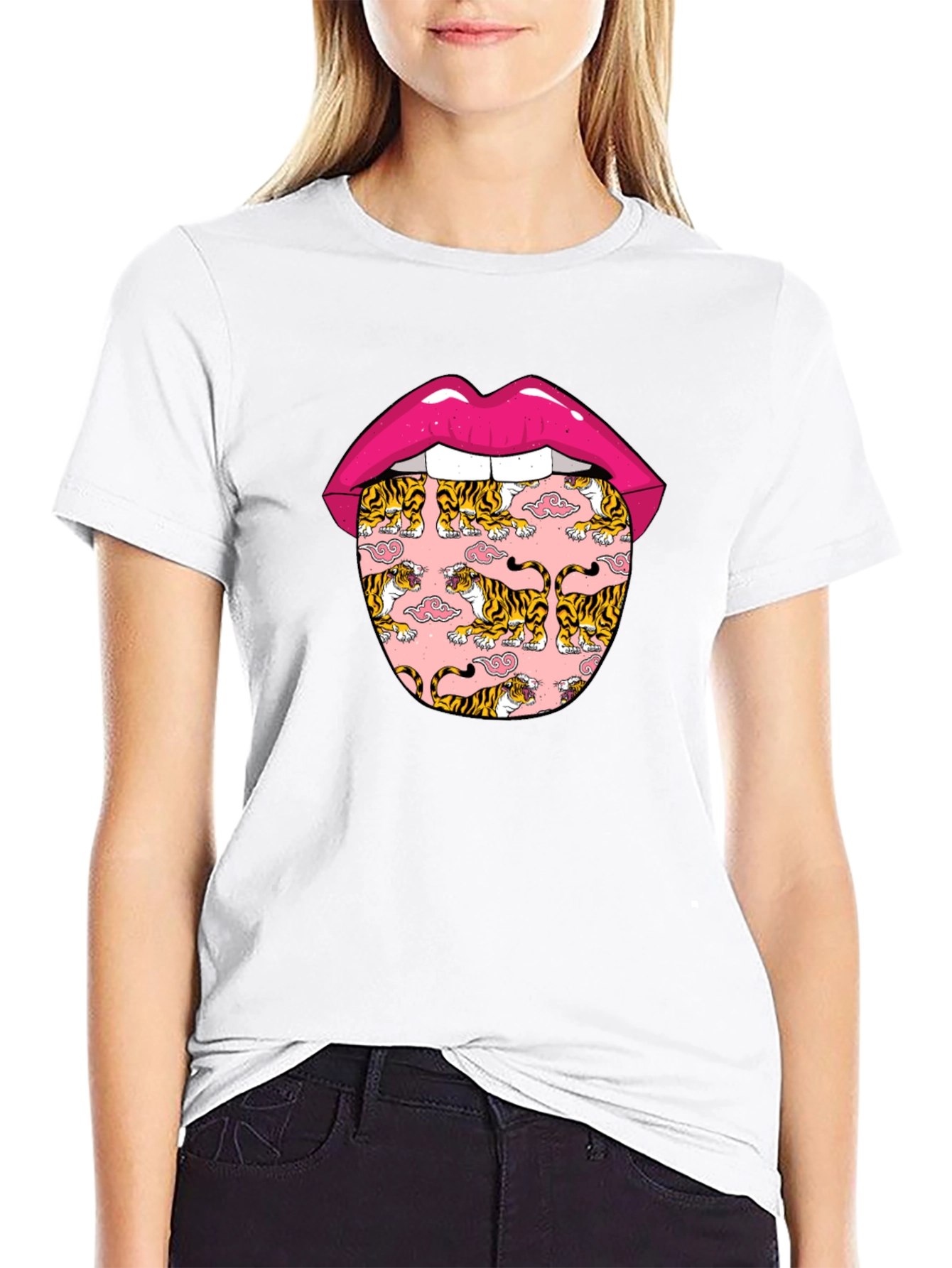 Tiger Tongue Graphic Tee - Black Unisex T-Shirt