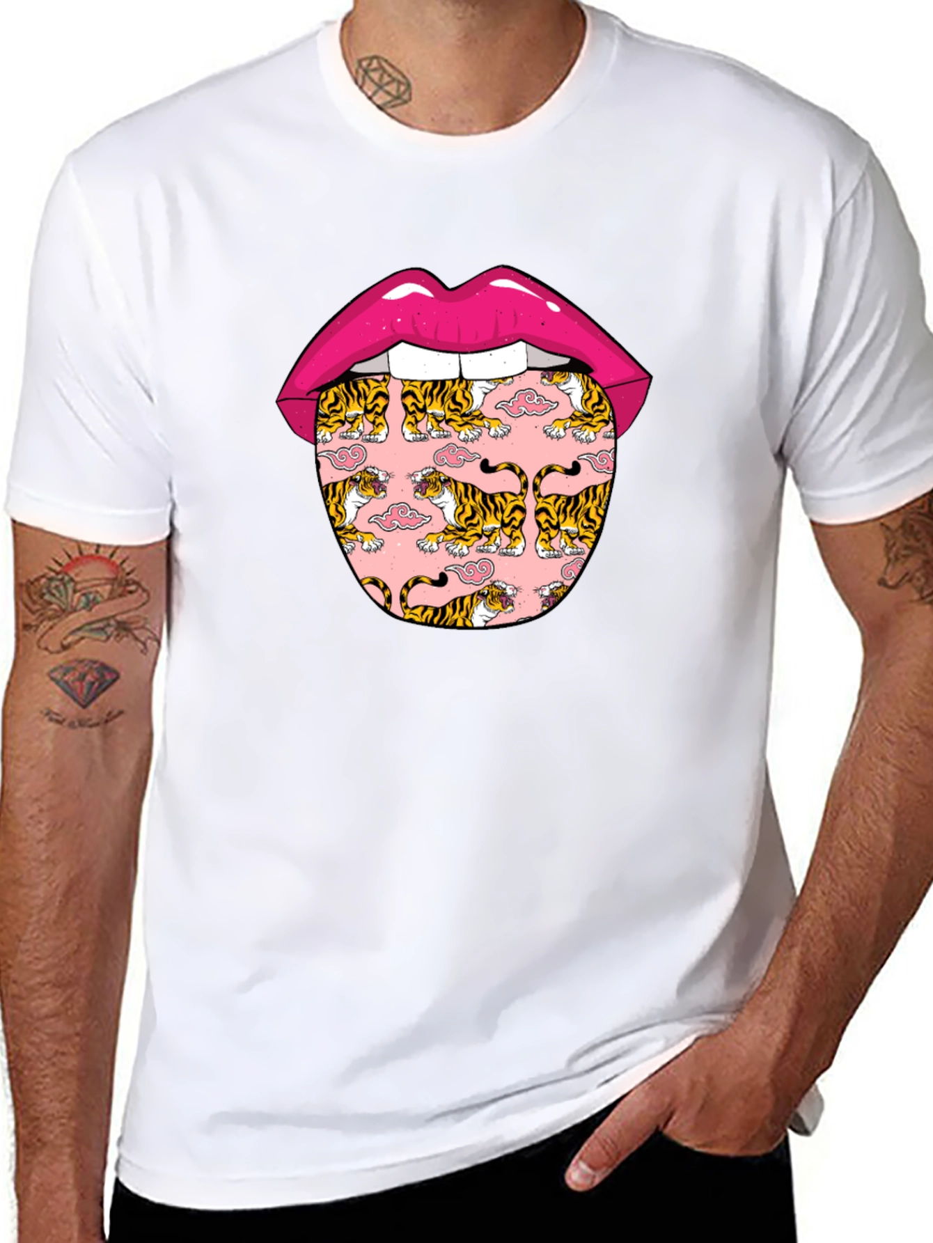 Tiger Tongue Graphic Tee - Black Unisex T-Shirt