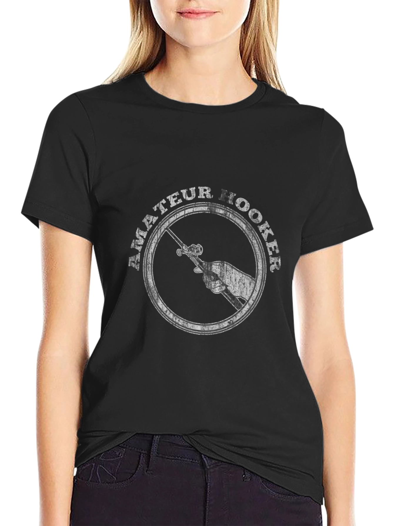 Amateur Hooker Fishing T-Shirt - Black