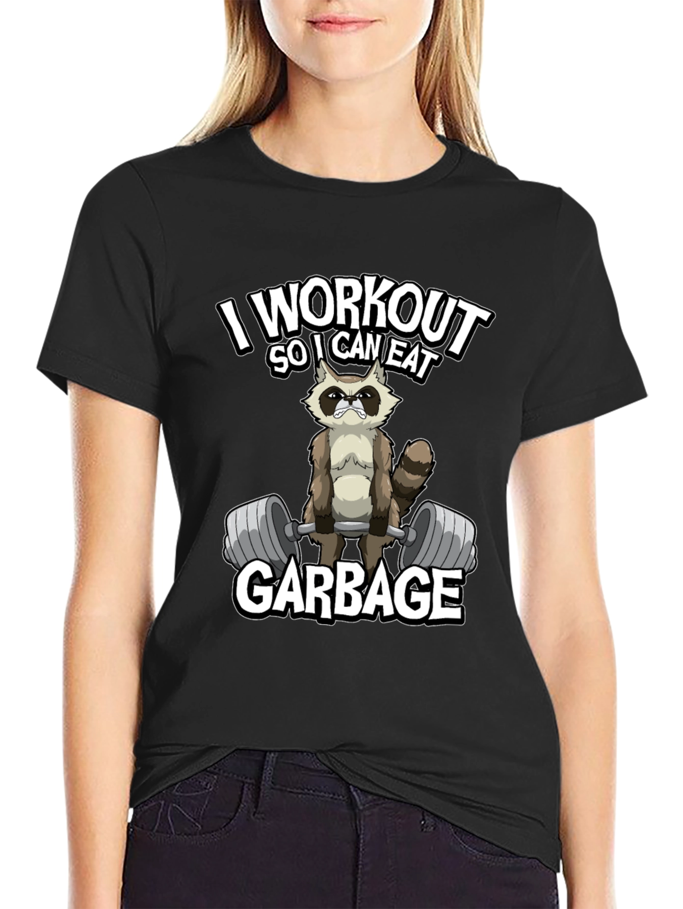 Workout Raccoon Graphic T-Shirt - Gym Humor