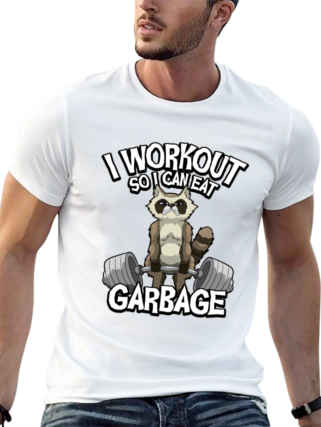 Workout Raccoon Graphic T-Shirt - Gym Humor