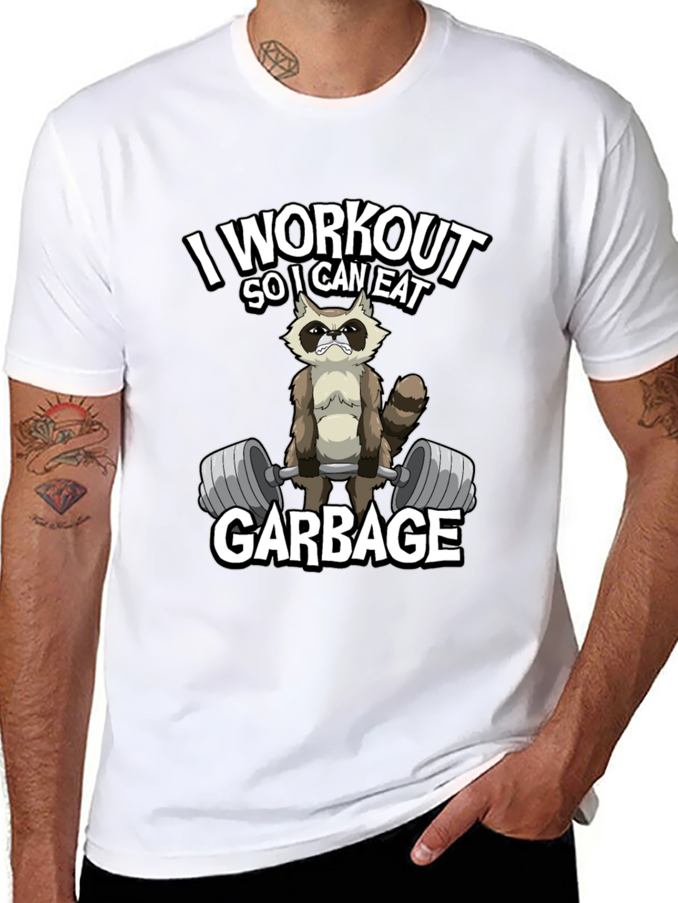 Workout Raccoon Graphic T-Shirt - Gym Humor