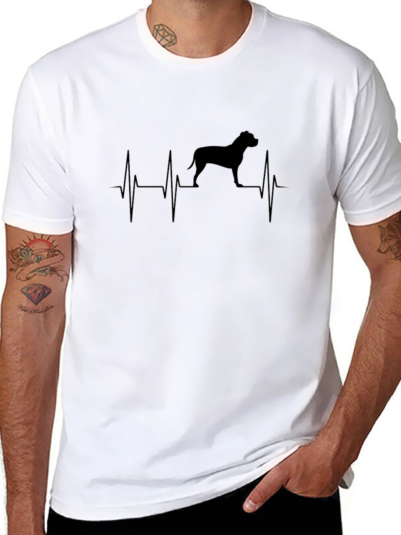 Dog Heartbeat T-Shirt - Black
