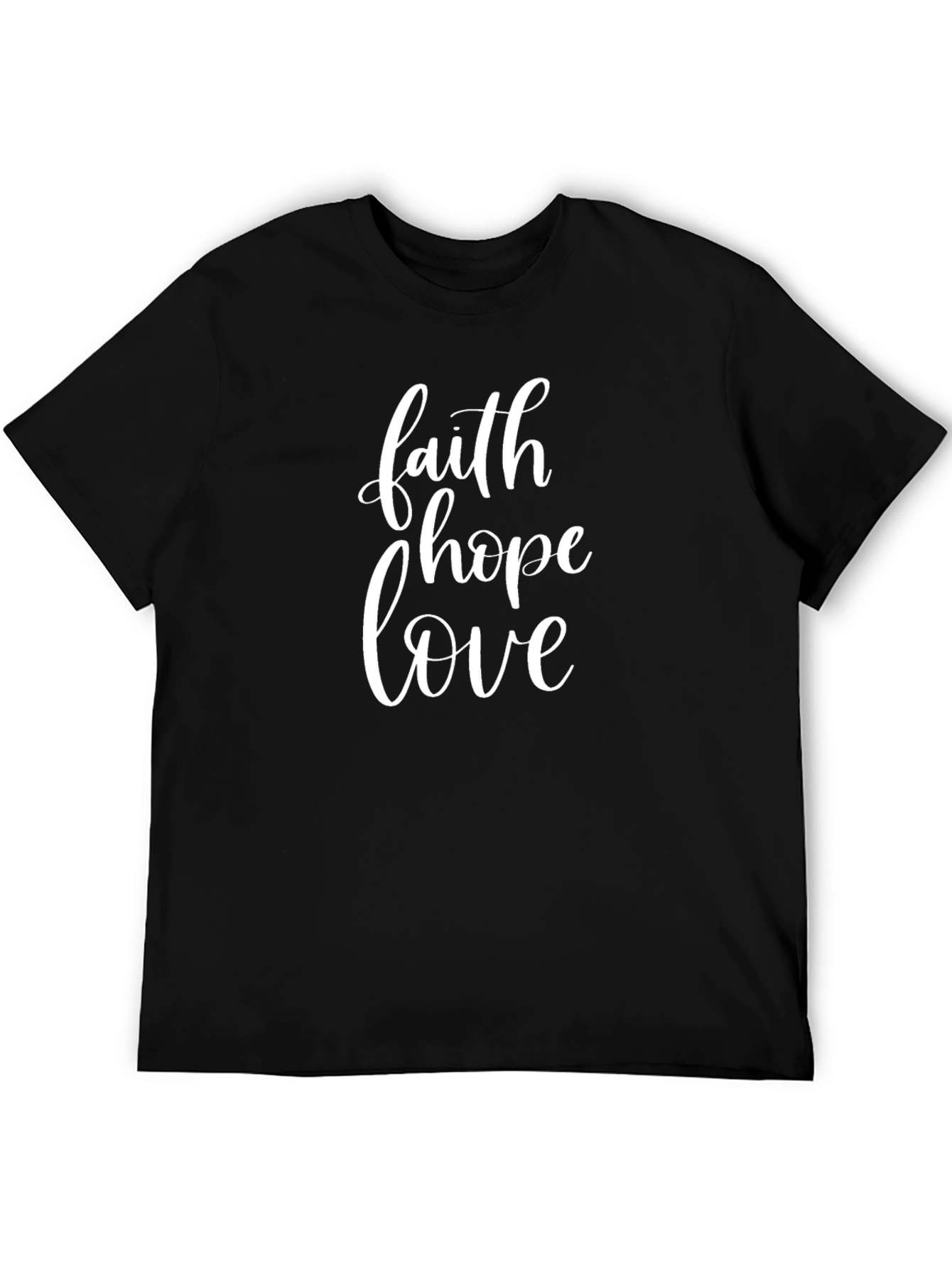 Faith Hope Love Graphic Tee - Black Cotton Shirt