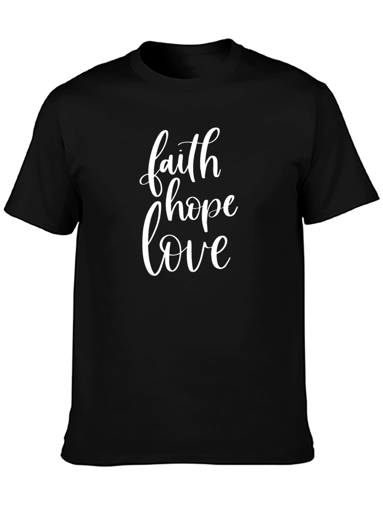 Faith Hope Love Graphic Tee - Black Cotton Shirt