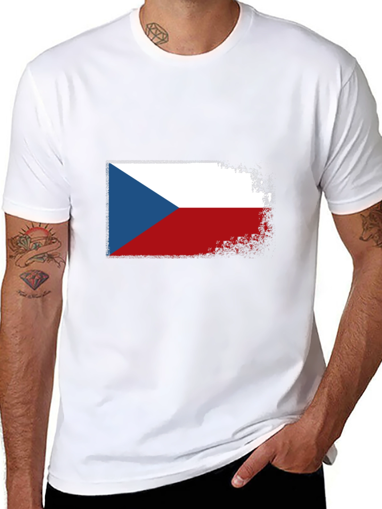 Czech Republic Flag T-Shirt - Distressed Design