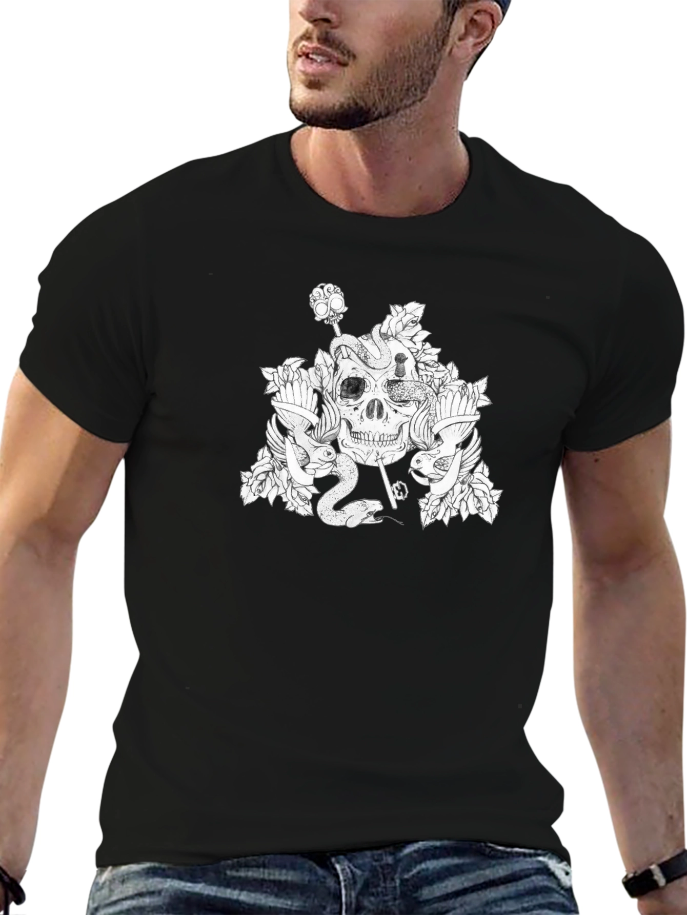 Skull Snake Graphic Tee - Unique Design