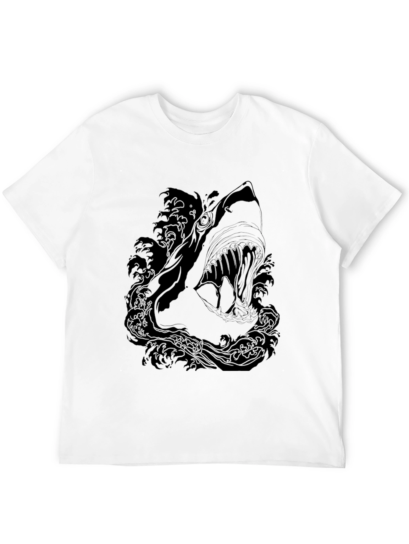 Mens Black Shark Graphic Print T-Shirt