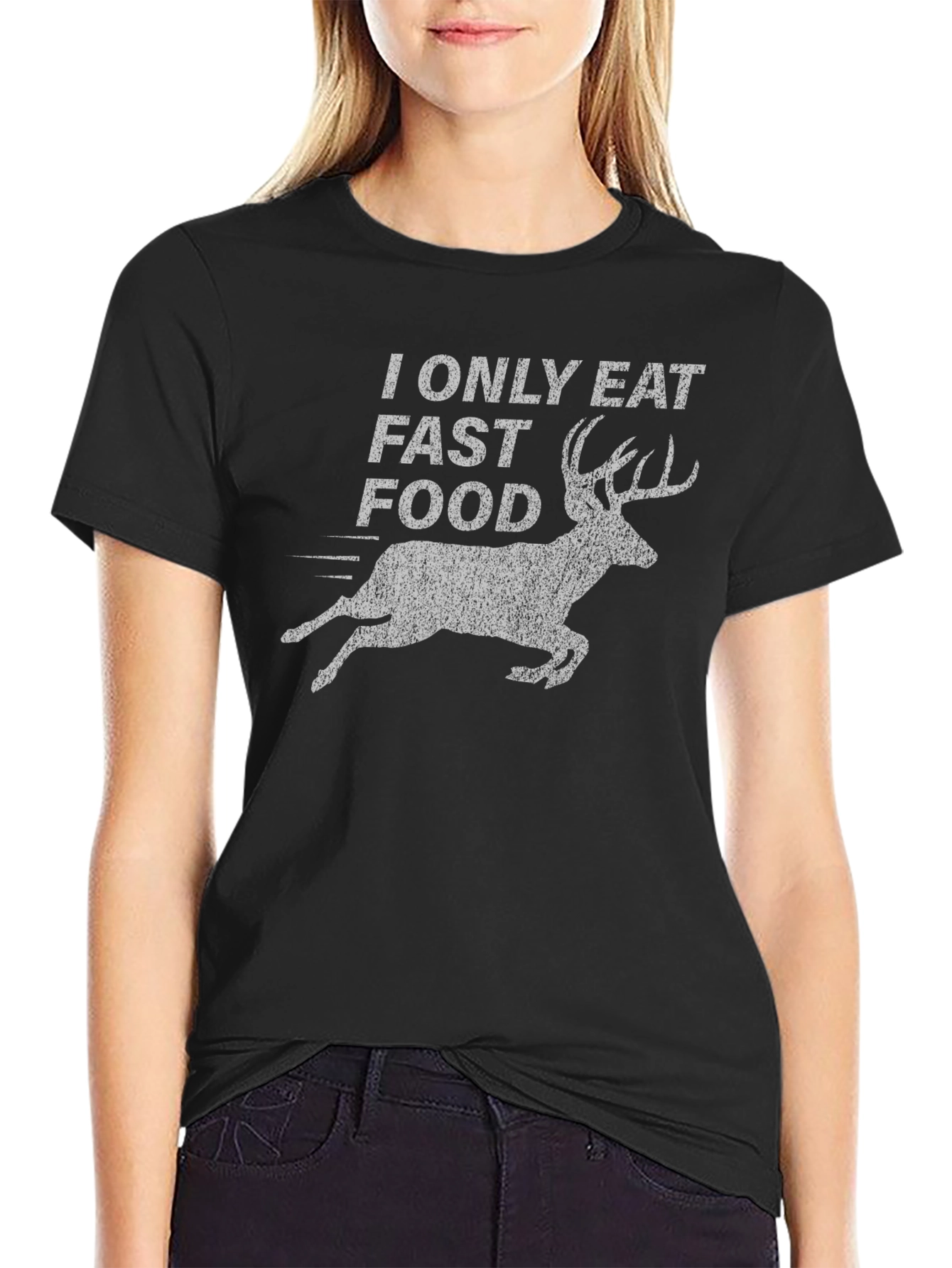 I Only Eat Fast Food Deer Graphic T-Shirt