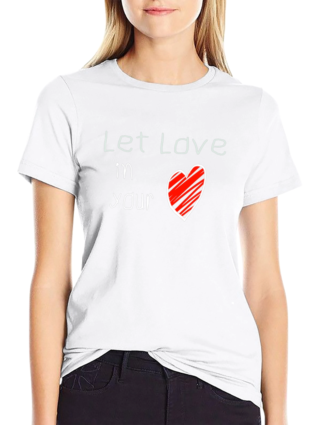 Let Love In Your Heart Black Graphic Tee