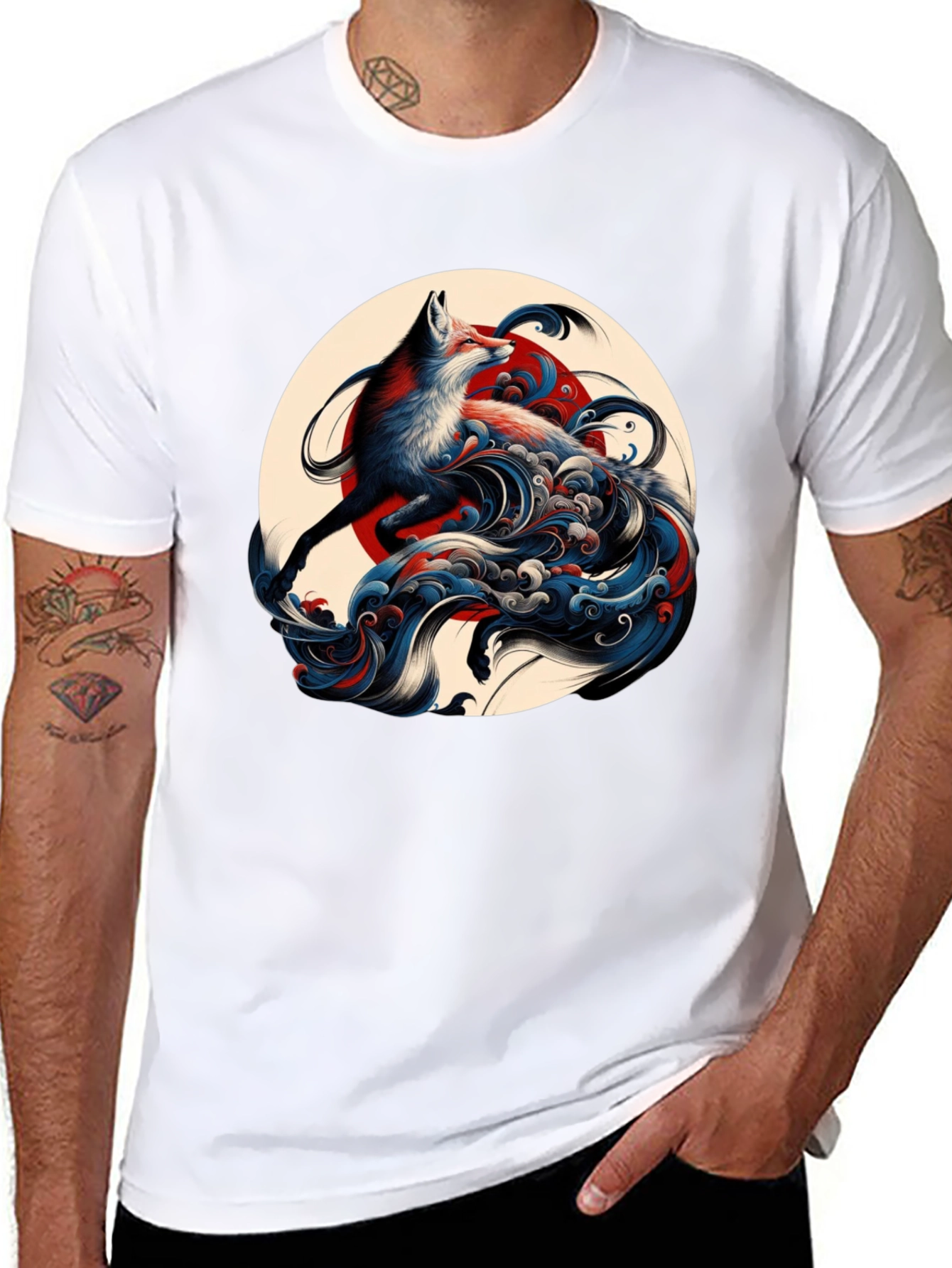 Fox Wave Graphic Tee - Unique Art Design