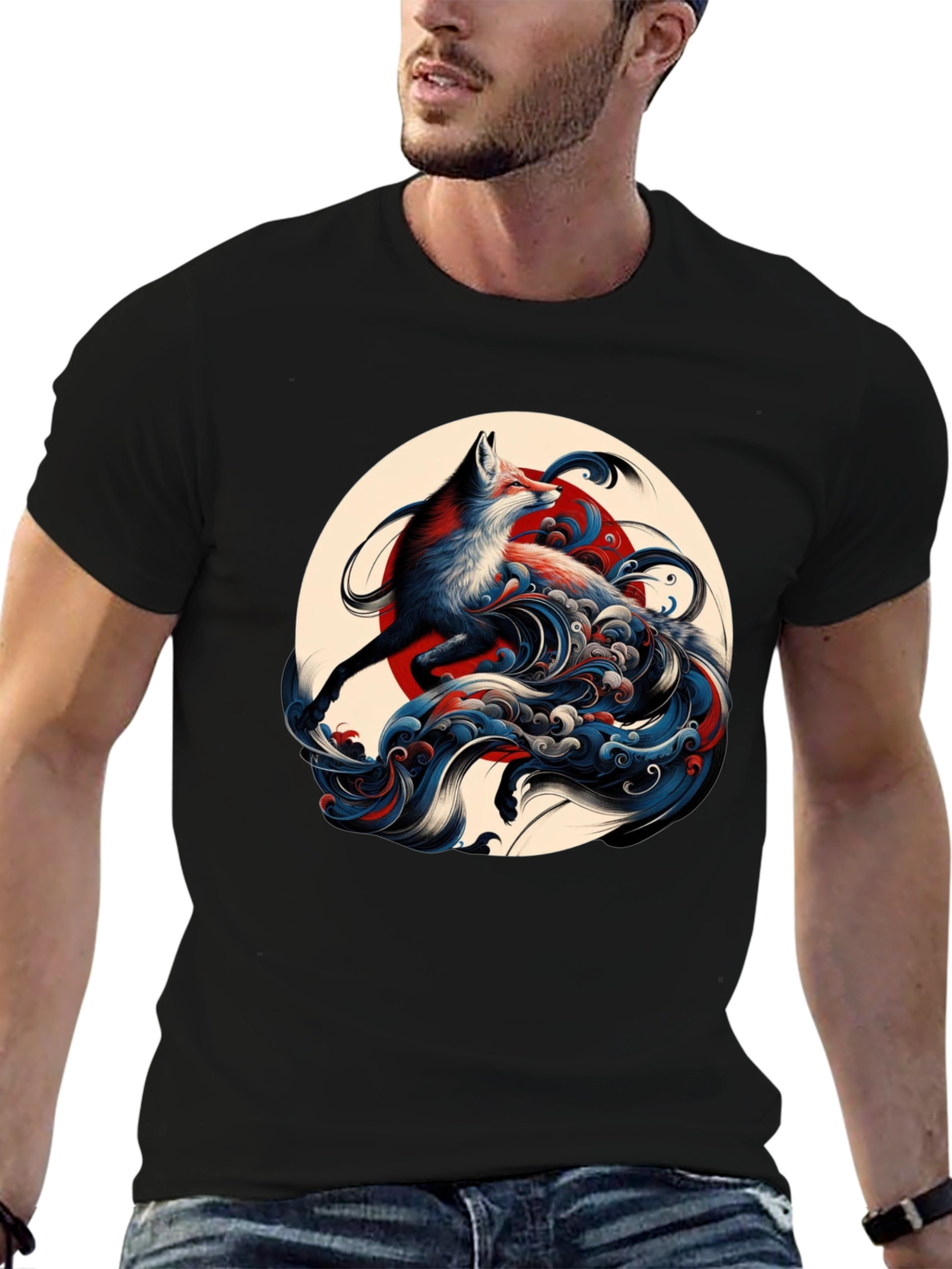 Fox Wave Graphic Tee - Unique Art Design