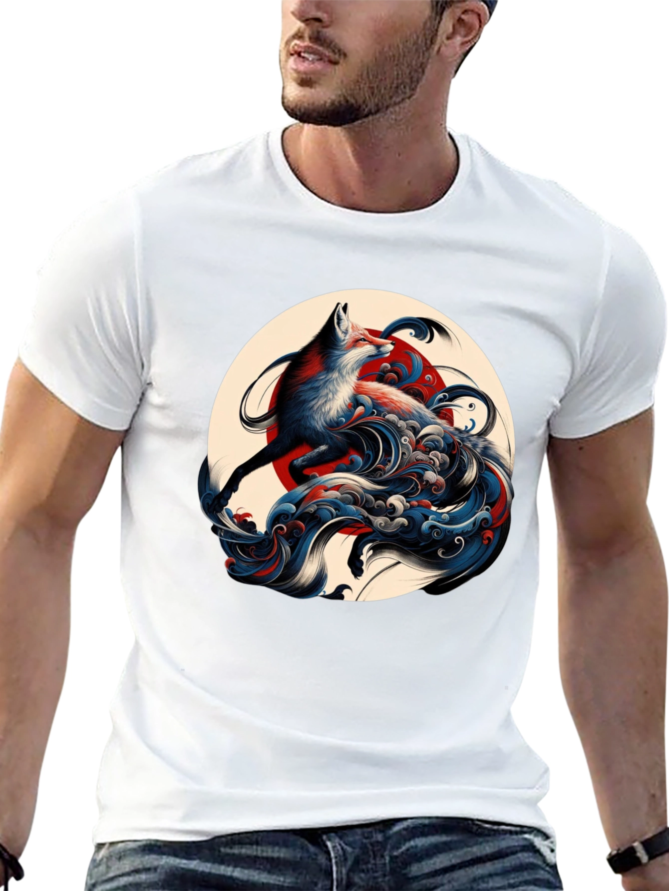 Fox Wave Graphic Tee - Unique Art Design