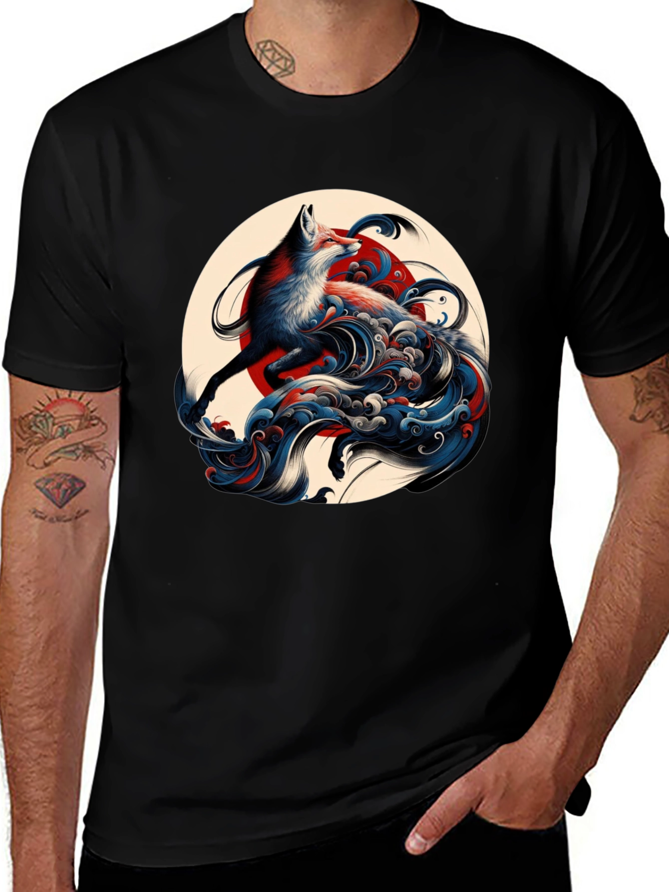 Fox Wave Graphic Tee - Unique Art Design