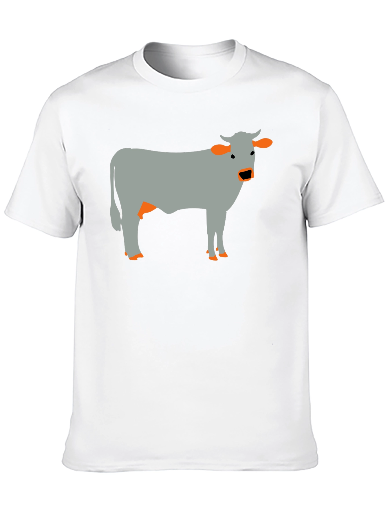 Cow Graphic Tee - Black Cotton Casual T-Shirt