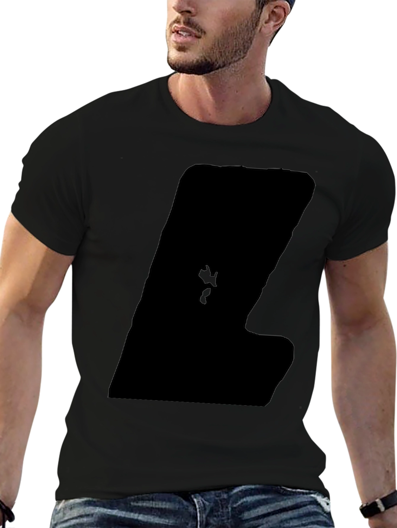 Mens Black Casual Graphic Tee