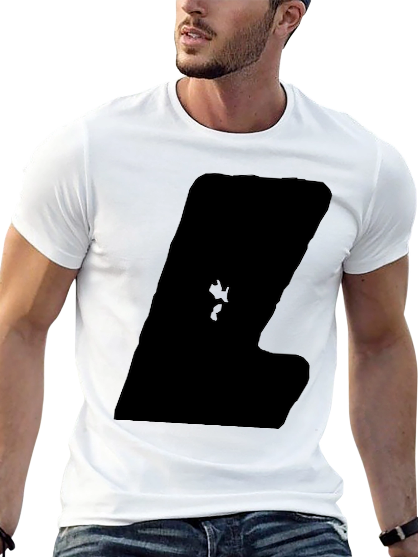 Mens Black Casual Graphic Tee