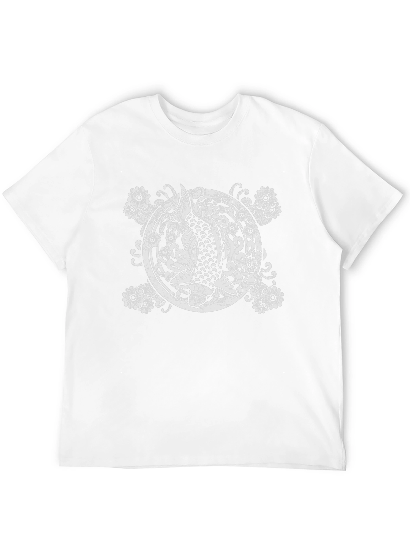 Koi Fish Graphic Tee - Black Cotton Casual Shirt