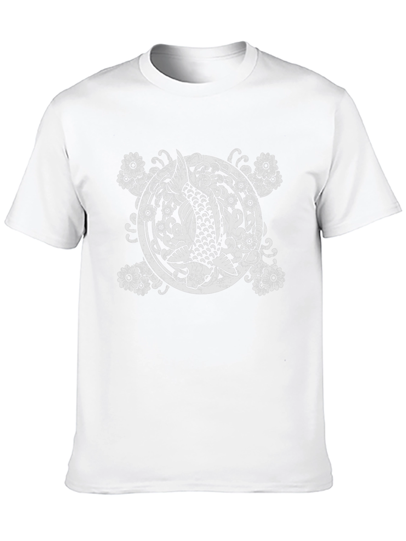Koi Fish Graphic Tee - Black Cotton Casual Shirt