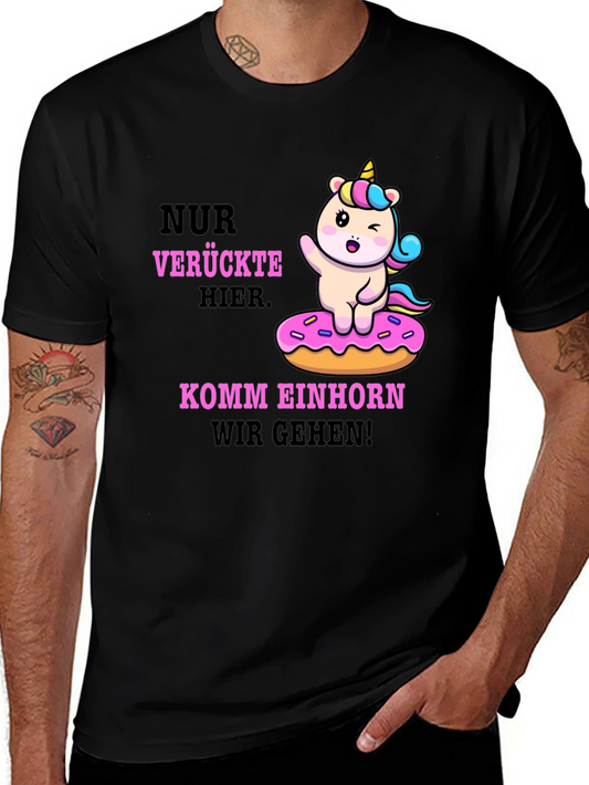 Funny Unicorn Donut T-Shirt - Verruckte Hier Komm Einhorn
